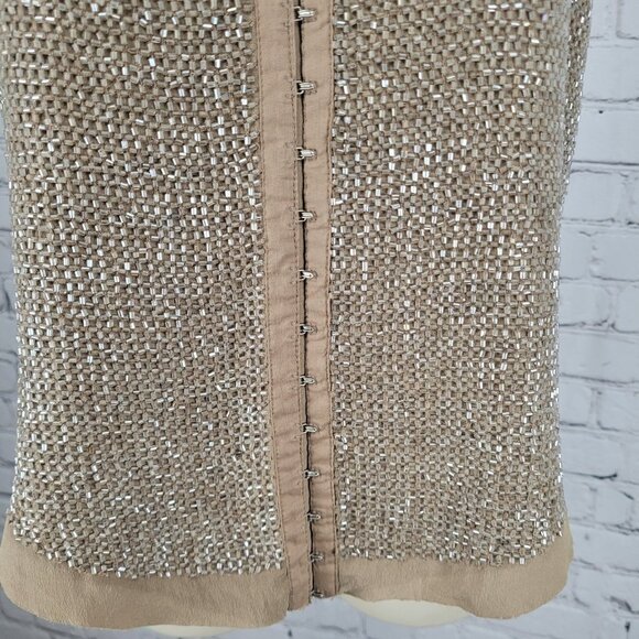 Renzo + Kai Brown 100% Silk Heavy Beaded Hook & Eye Lined Tank Top Size Small S - Picture 6 of 14